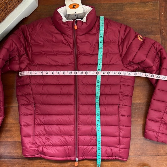 NWT Save the Duck Faux Shearling Puffer Jacket in Ruby Red - Picture 7 of 16